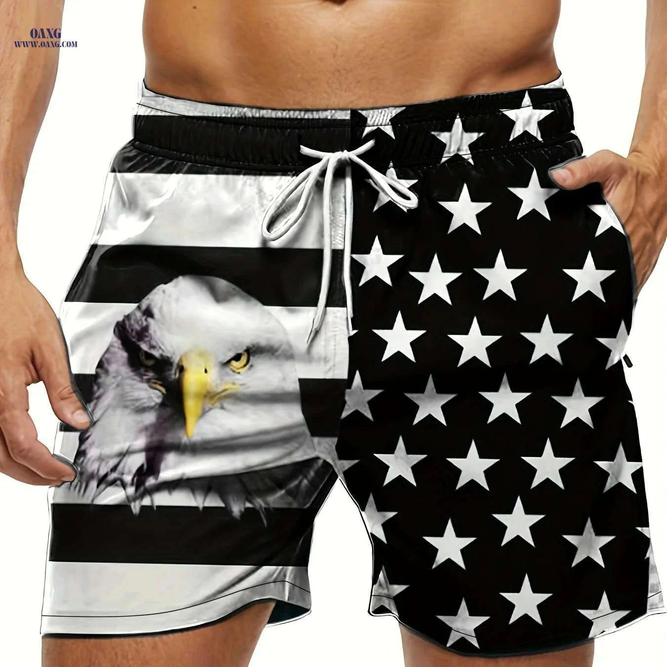 Patriotic American Flag Shorts - Men's Casual Summer Regular Fit   OAXG 