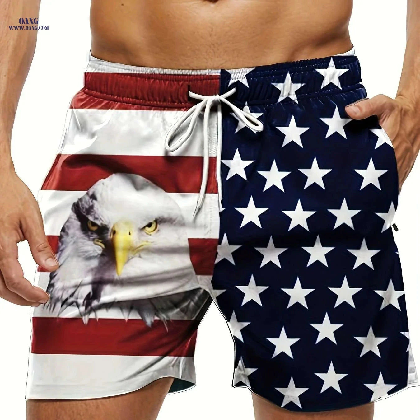Patriotic American Flag Shorts - Men's Casual Summer Regular Fit   OAXG 