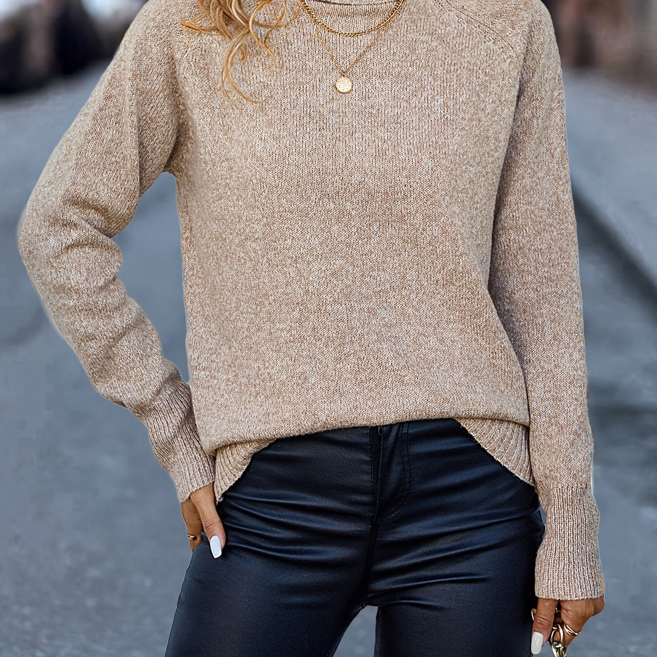 Pattern Development Elegant Special Women'S High Neck Warm Pullover Sweater   OAXG 