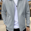 Pearson Men's Solid Zip-Up Waffle Knit Work Jacket - Casual Fit   OAXG Grey / FR S