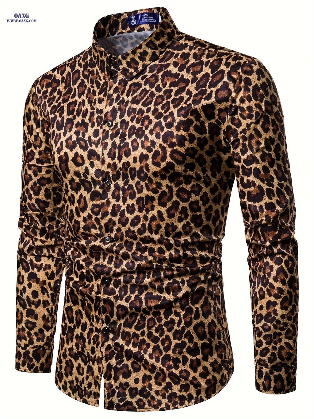 Pearson Select Men's Leopard Print Long Sleeve Shirt - Casual All-Season Style   OAXG 