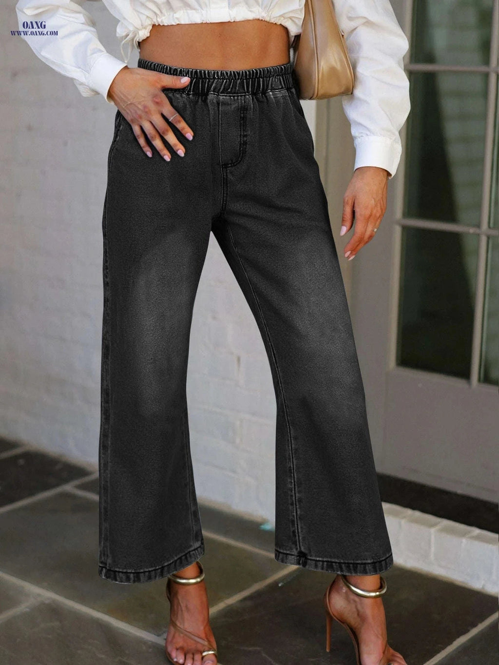PEIHOT Women's Casual Wide-Leg Pants - Elastic Waist, Cotton Blend   OAXG 