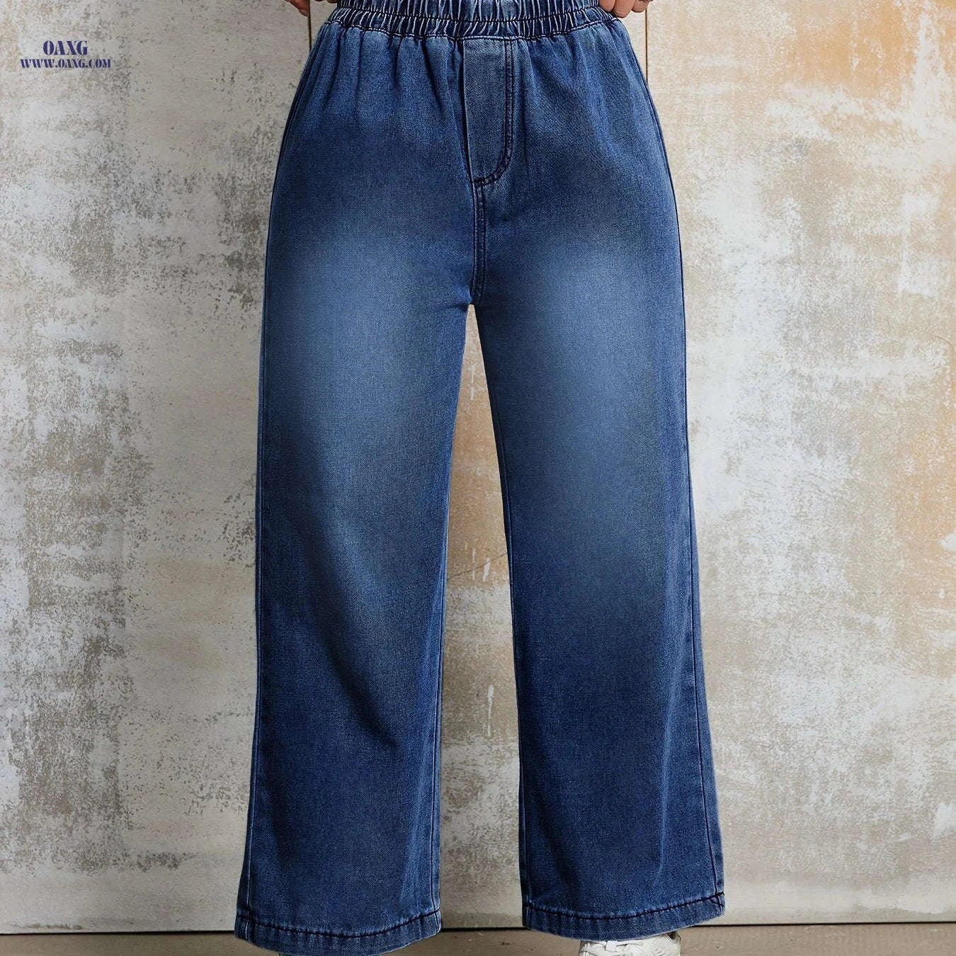 PEIHOT Women's Casual Wide-Leg Pants - Elastic Waist, Cotton Blend   OAXG Light Blue / XS