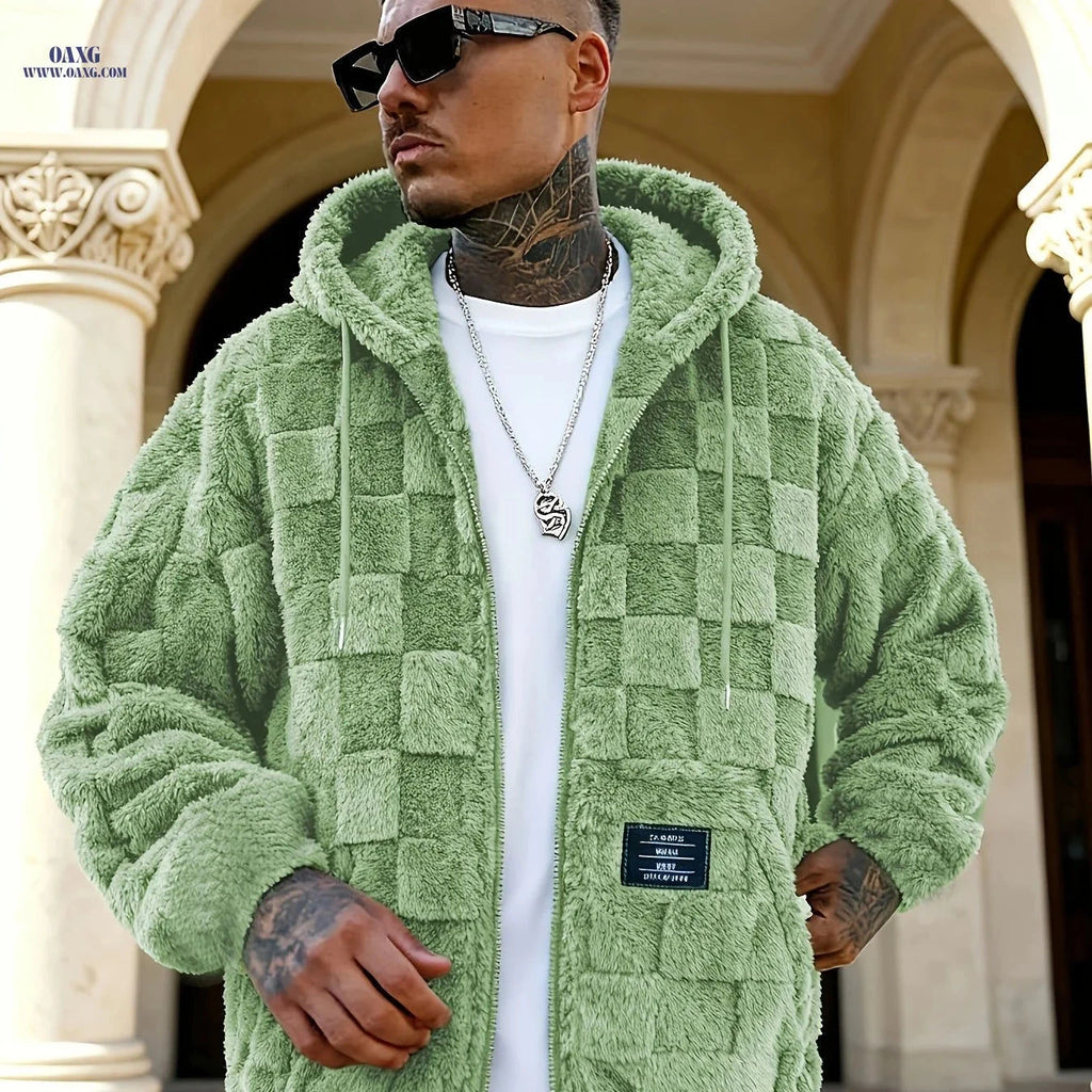 Persun Men's Thickened Hooded Jacket - Warm Casual Outerwear   OAXG Light Green / FR S