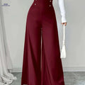 Philrey High-Waisted Black Wide-Leg Pants - Elegant Office Attire   OAXG crimson / XS