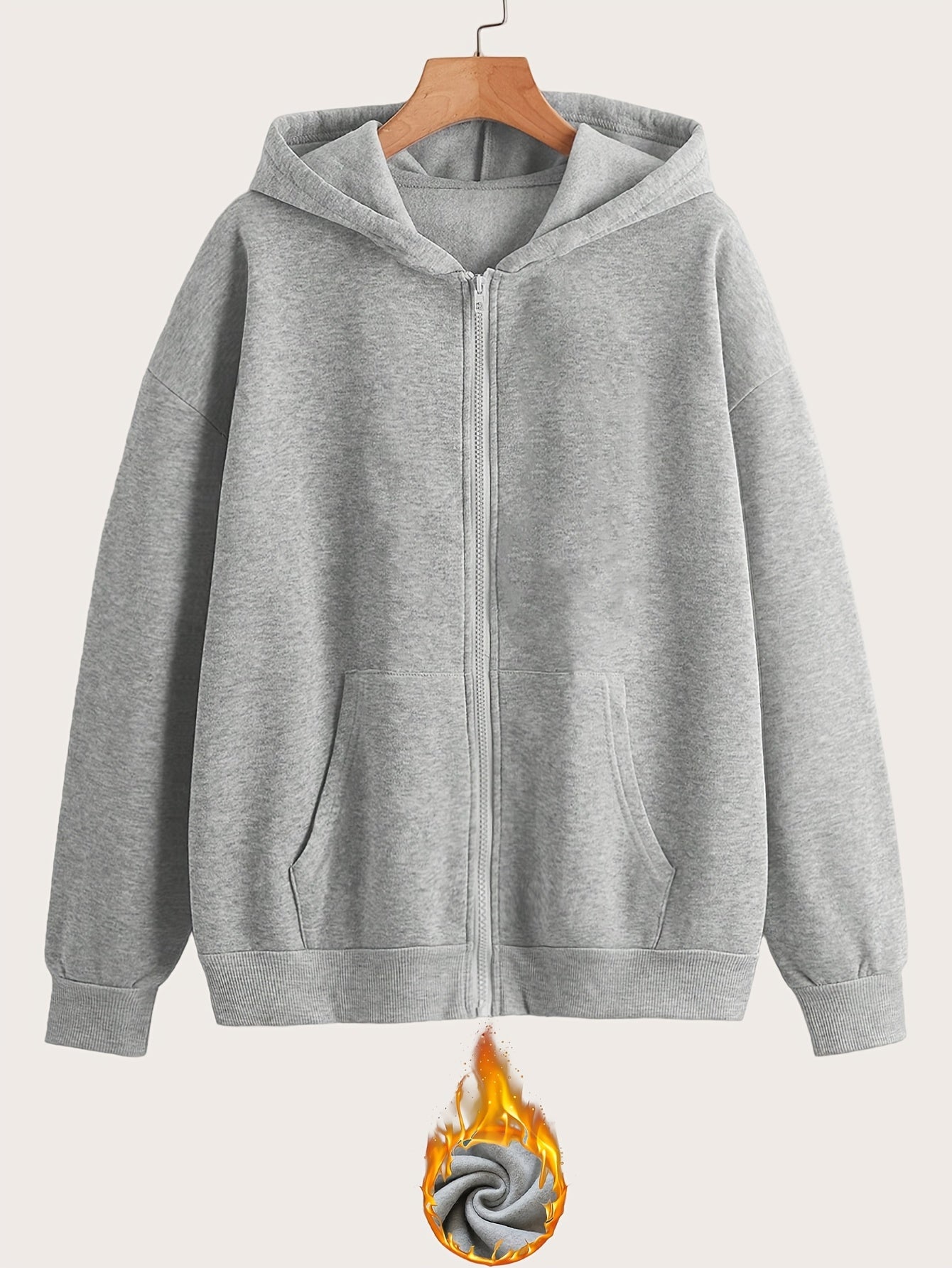 Pink Sea Turtle Art Dual-Pattern Print - Y2K Casual Style Zip-Up Hoodie - Stylish and Comfortable Zip-Up Jacket with Pockets - Casual Sportswear for Spring, Autumn, and Winter | Fashionable Casual Jacket | Comfortable Fabric   OAXG Grey / S