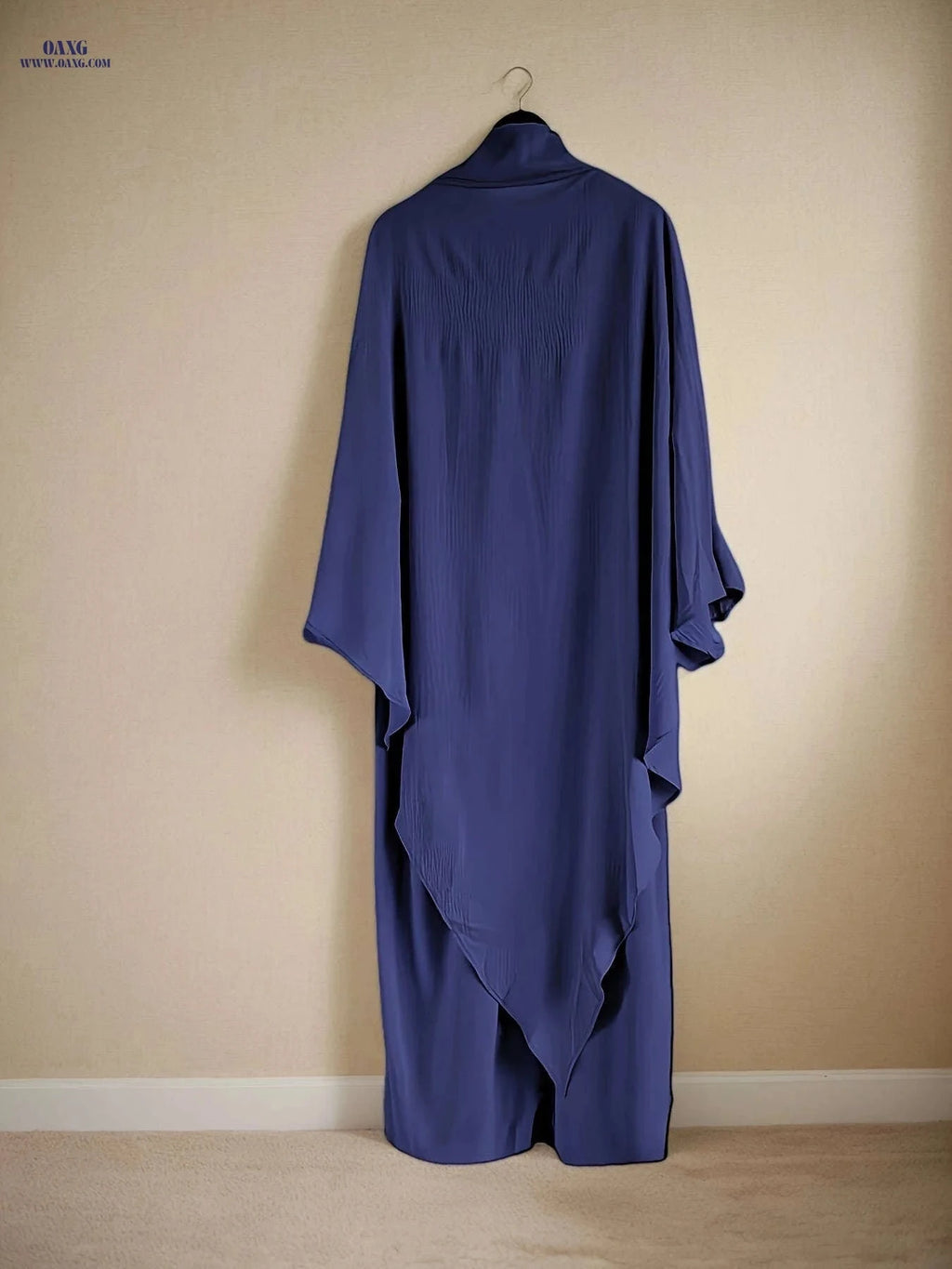Plus Size Batwing Sleeve Ramadan Abaya Dress Set - Solid Color Elegance   OAXG Black / One-size