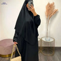 Plus Size Batwing Sleeve Ramadan Abaya Dress Set - Solid Color Elegance   OAXG Black / One-size