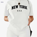 Plus-Size Women's Sports Two-Piece Set - Round Neck, Short Sleeve   OAXG White / S