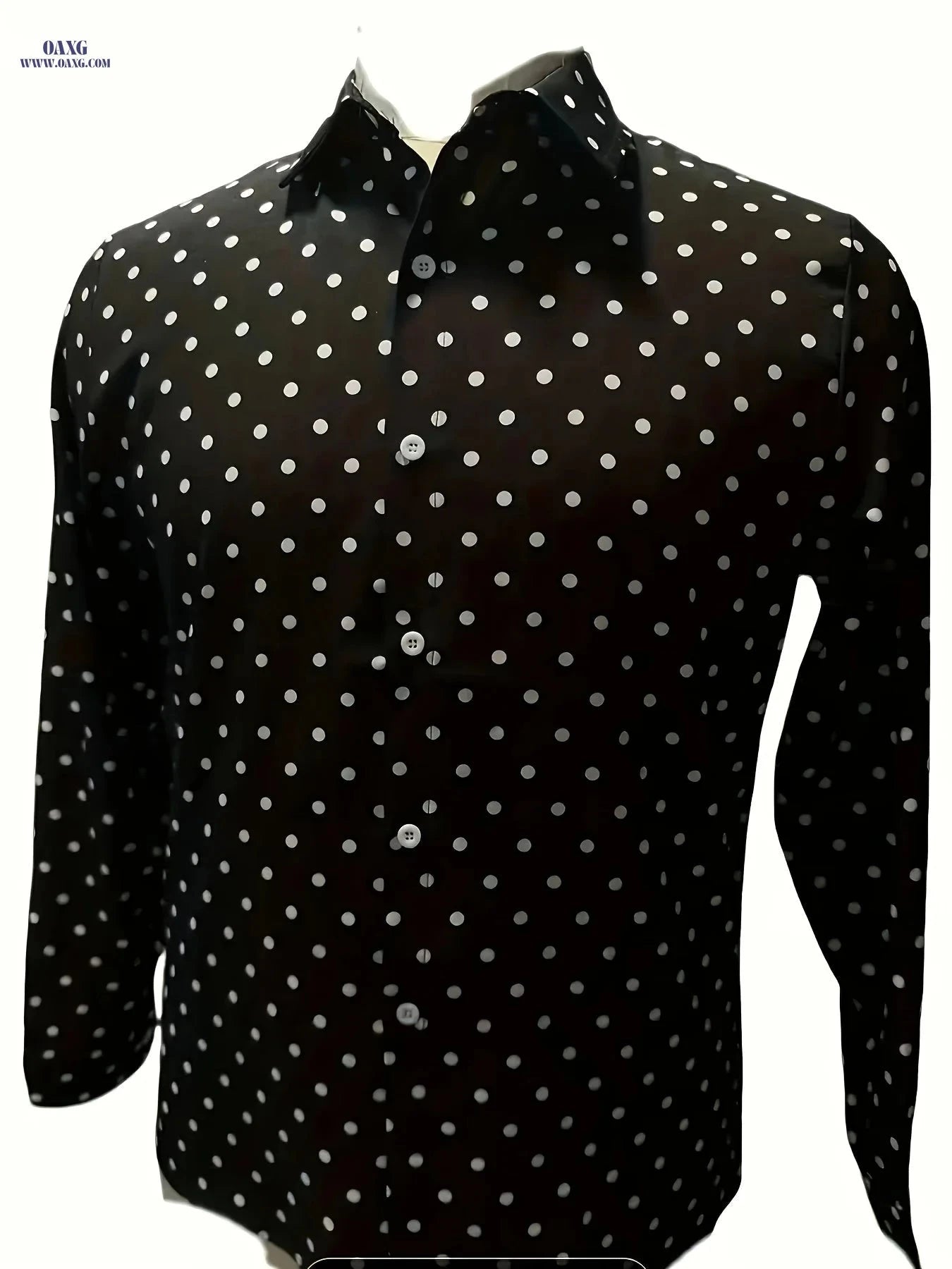 Polka Dot Casual Long-Sleeved Shirt for Men - Elegant and Comfy Fit   OAXG 