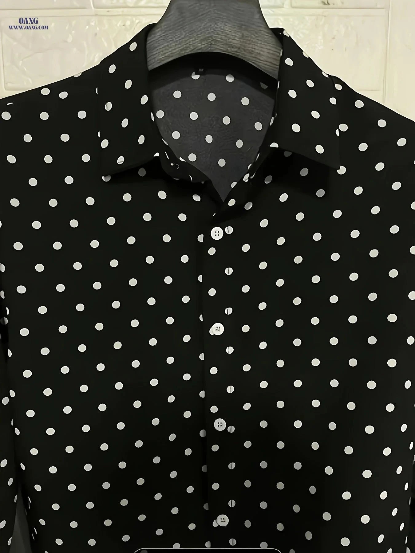 Polka Dot Casual Long-Sleeved Shirt for Men - Elegant and Comfy Fit   OAXG White / FR S