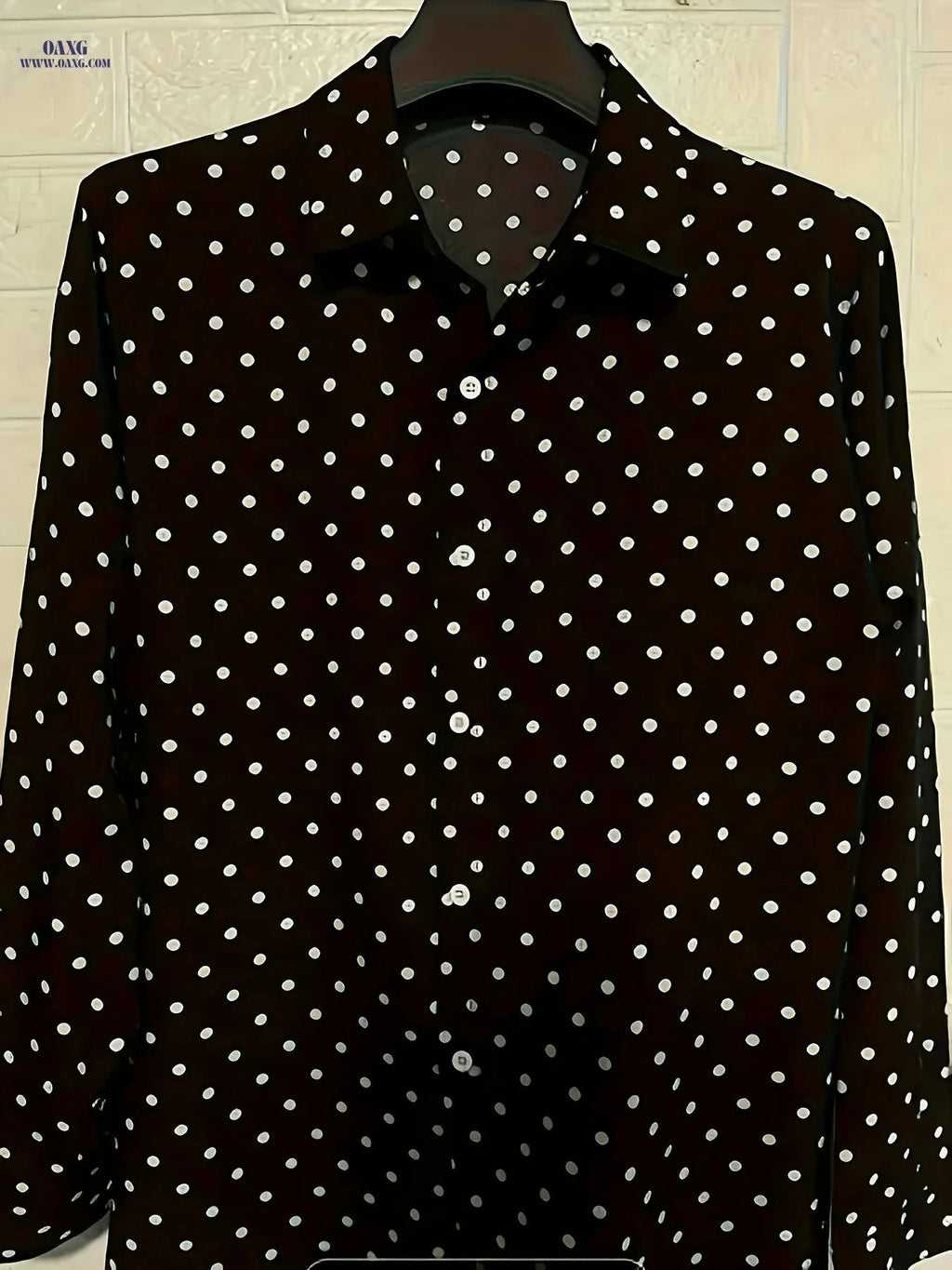Polka Dot Casual Long-Sleeved Shirt for Men - Elegant and Comfy Fit   OAXG White / FR S