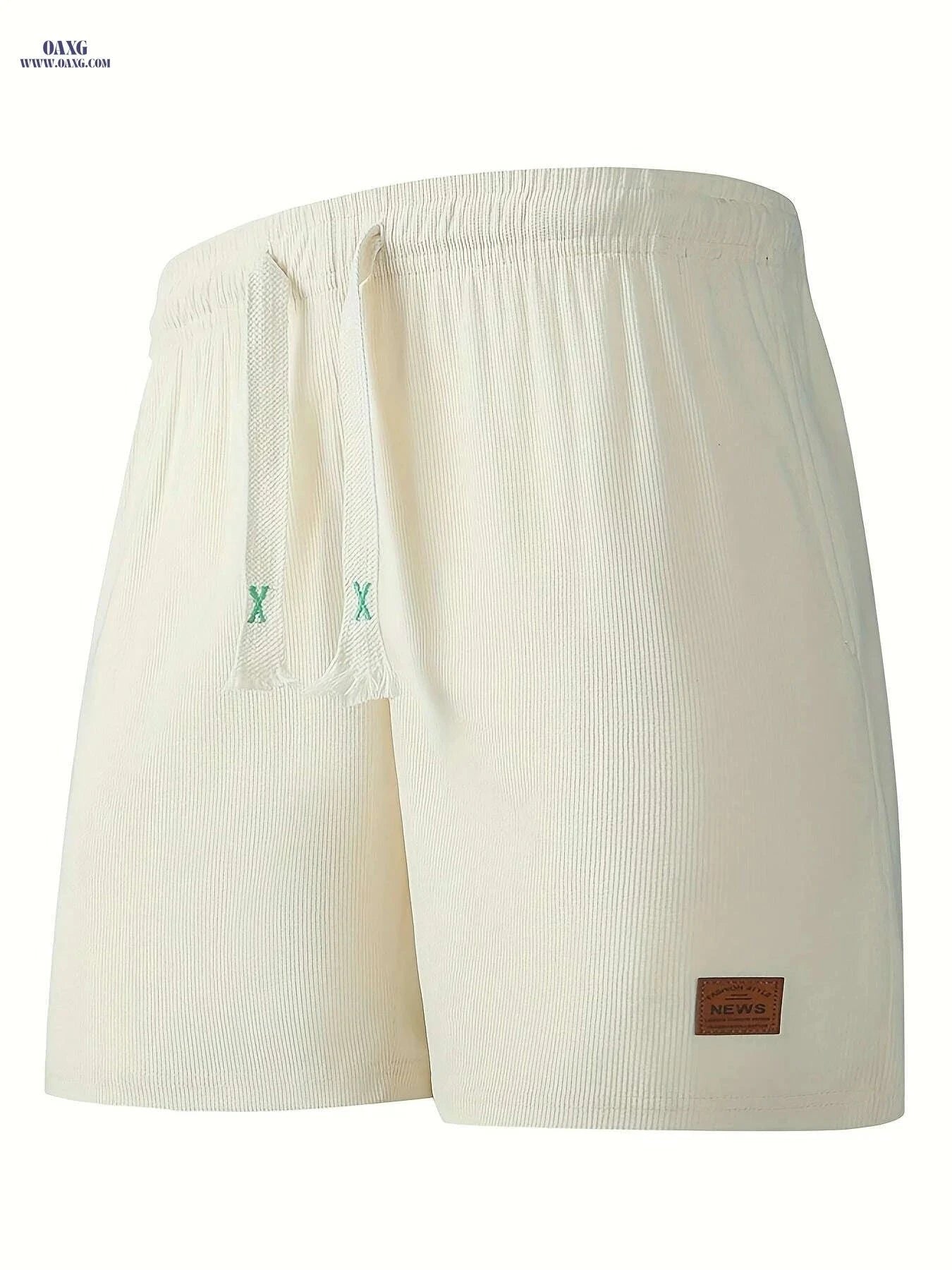 Premium Light Gray Corduroy Shorts - Drawstring, Side Pockets, Summer Wear   OAXG Black / S