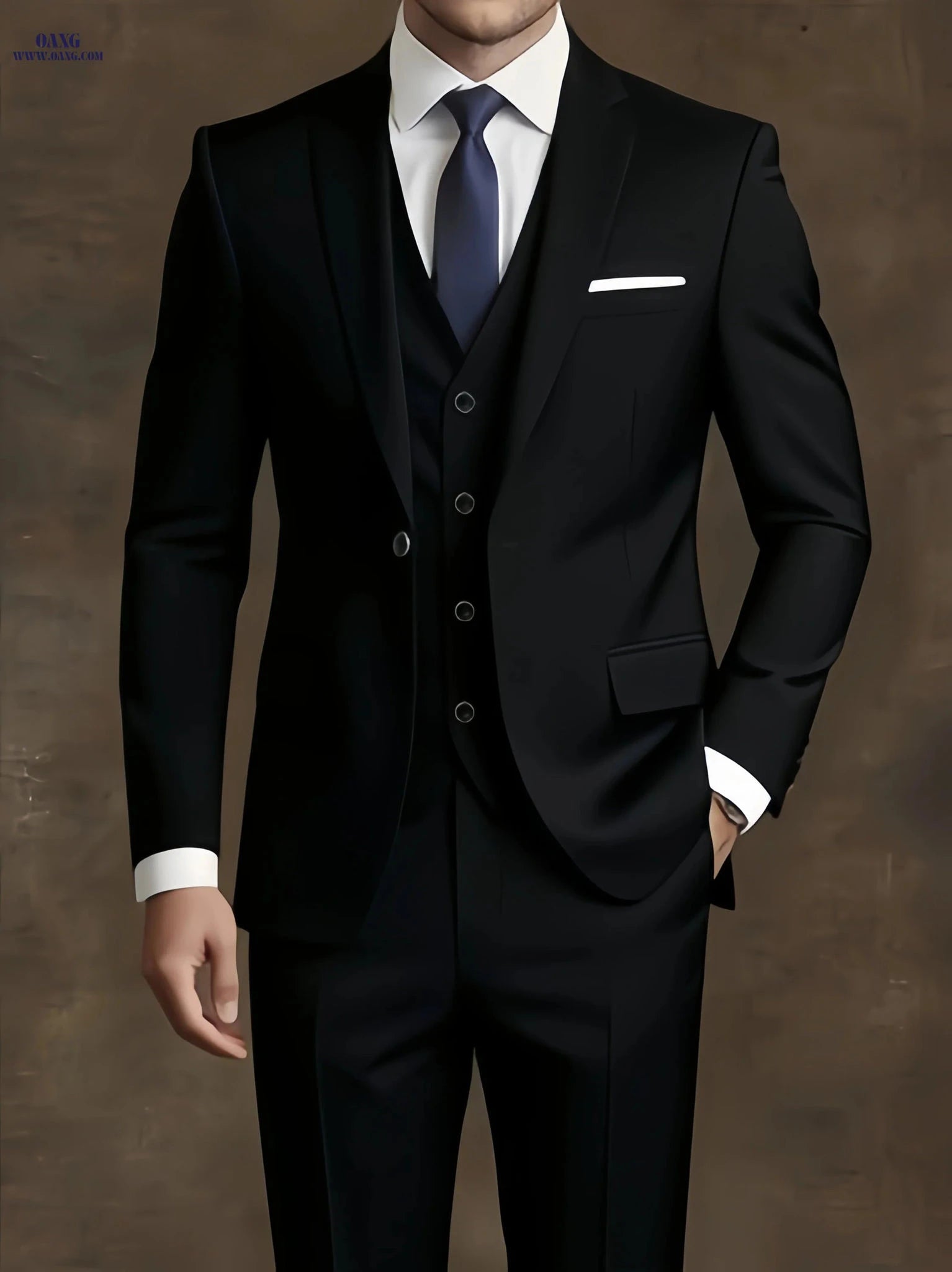 Premium Men's 3pcs Suit - Perfect for Work & Weddings, Solid Color   OAXG 