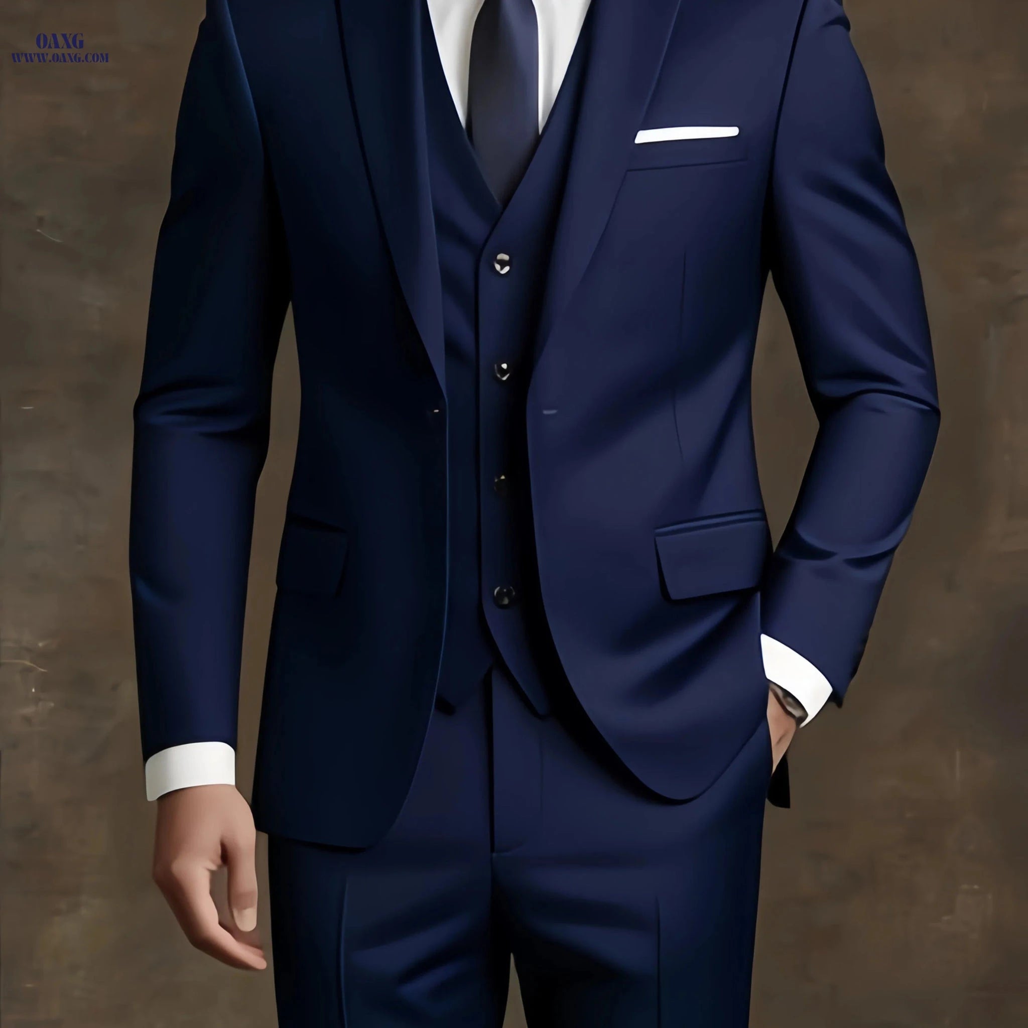Premium Men's 3pcs Suit - Perfect for Work & Weddings, Solid Color   OAXG 