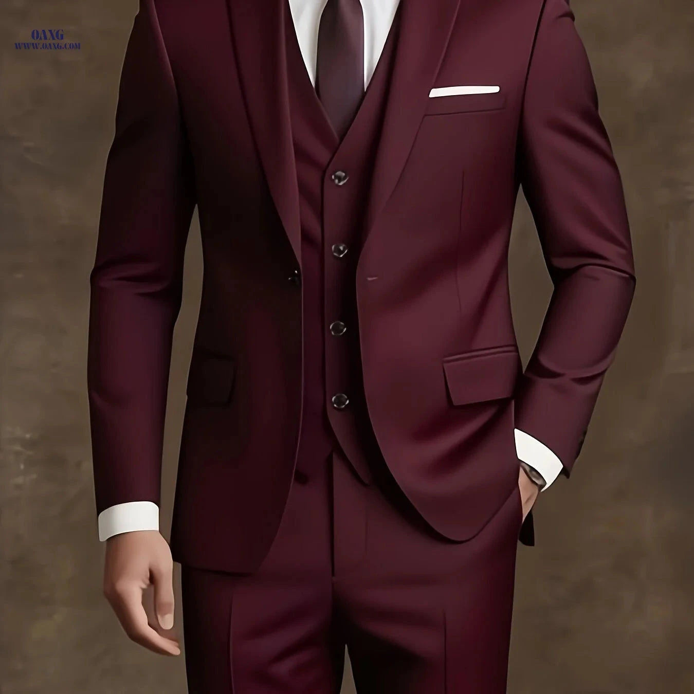 Premium Men's 3pcs Suit - Perfect for Work & Weddings, Solid Color   OAXG 