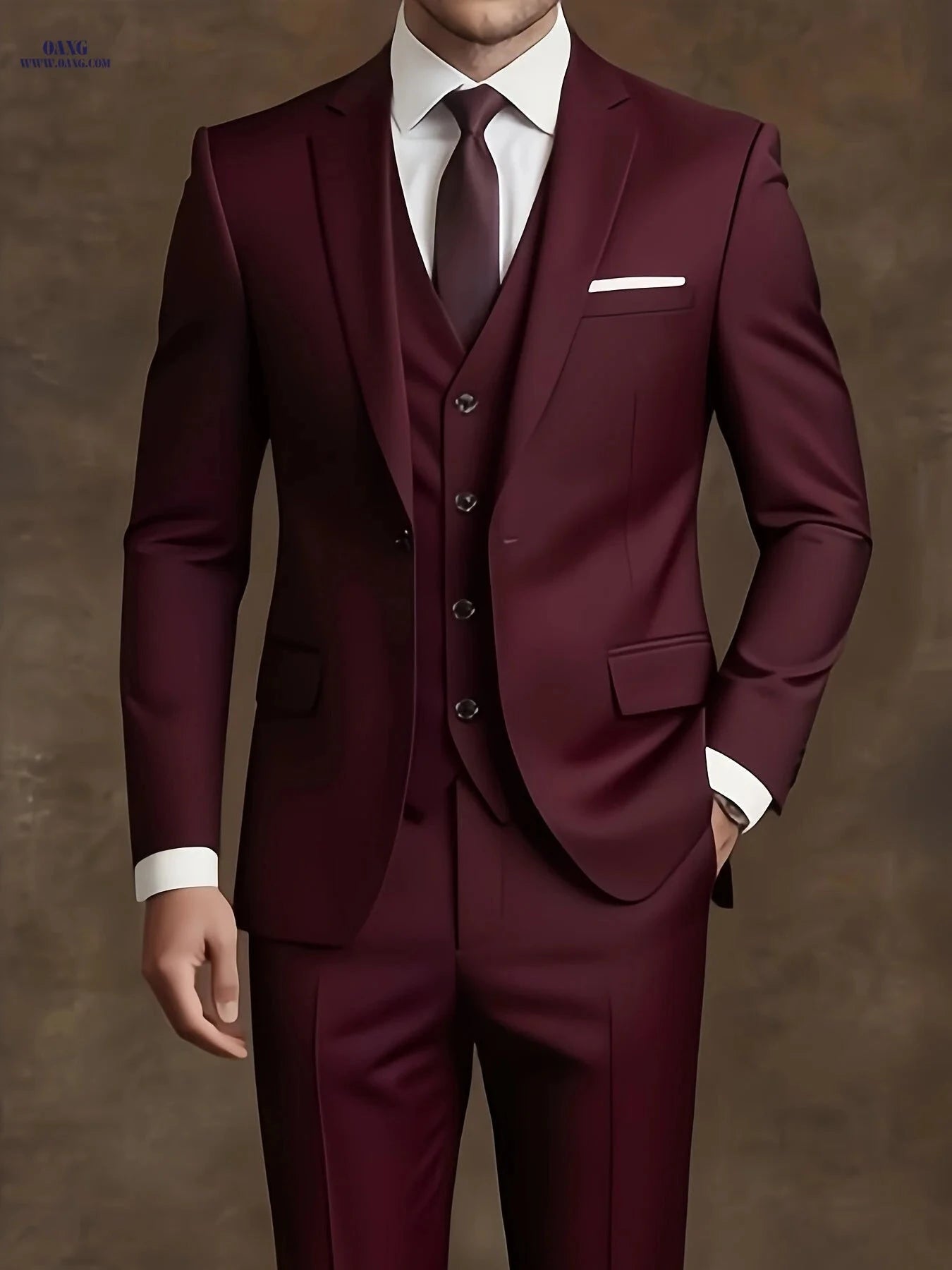 Premium Men's 3pcs Suit - Perfect for Work & Weddings, Solid Color   OAXG 