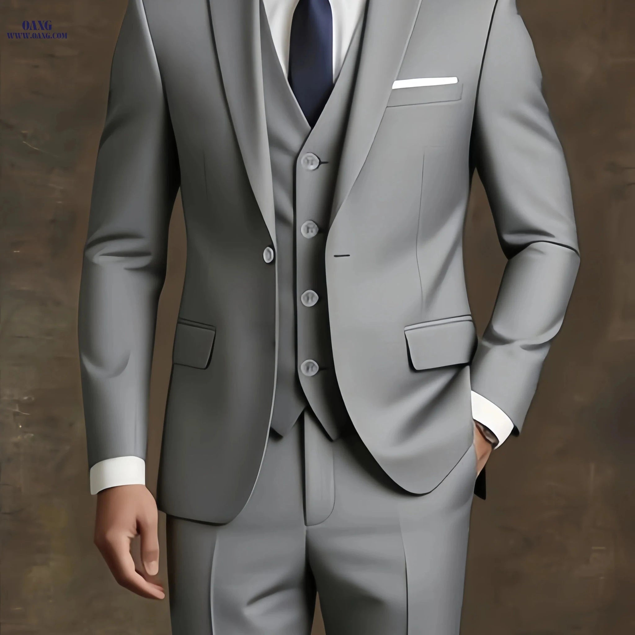 Premium Men's 3pcs Suit - Perfect for Work & Weddings, Solid Color   OAXG 