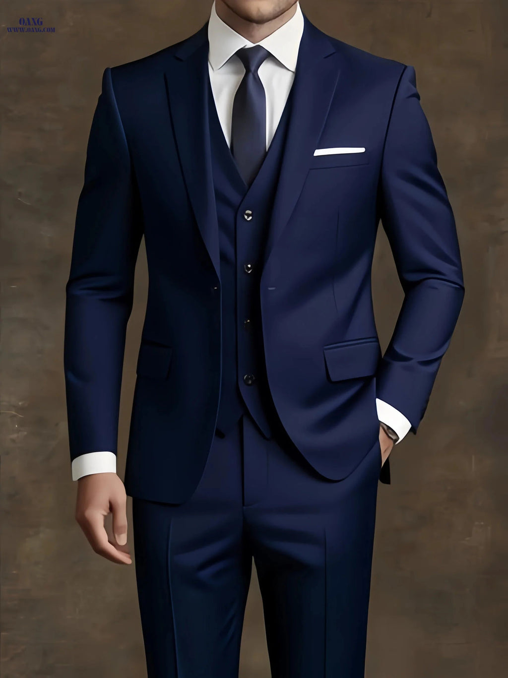 Premium Men's 3pcs Suit - Perfect for Work & Weddings, Solid Color   OAXG 