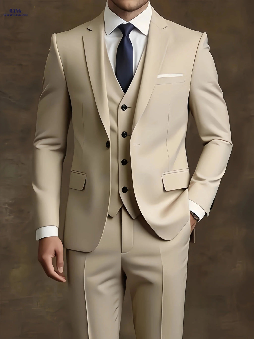 Premium Men's 3pcs Suit - Perfect for Work & Weddings, Solid Color   OAXG Grey / FR XXS