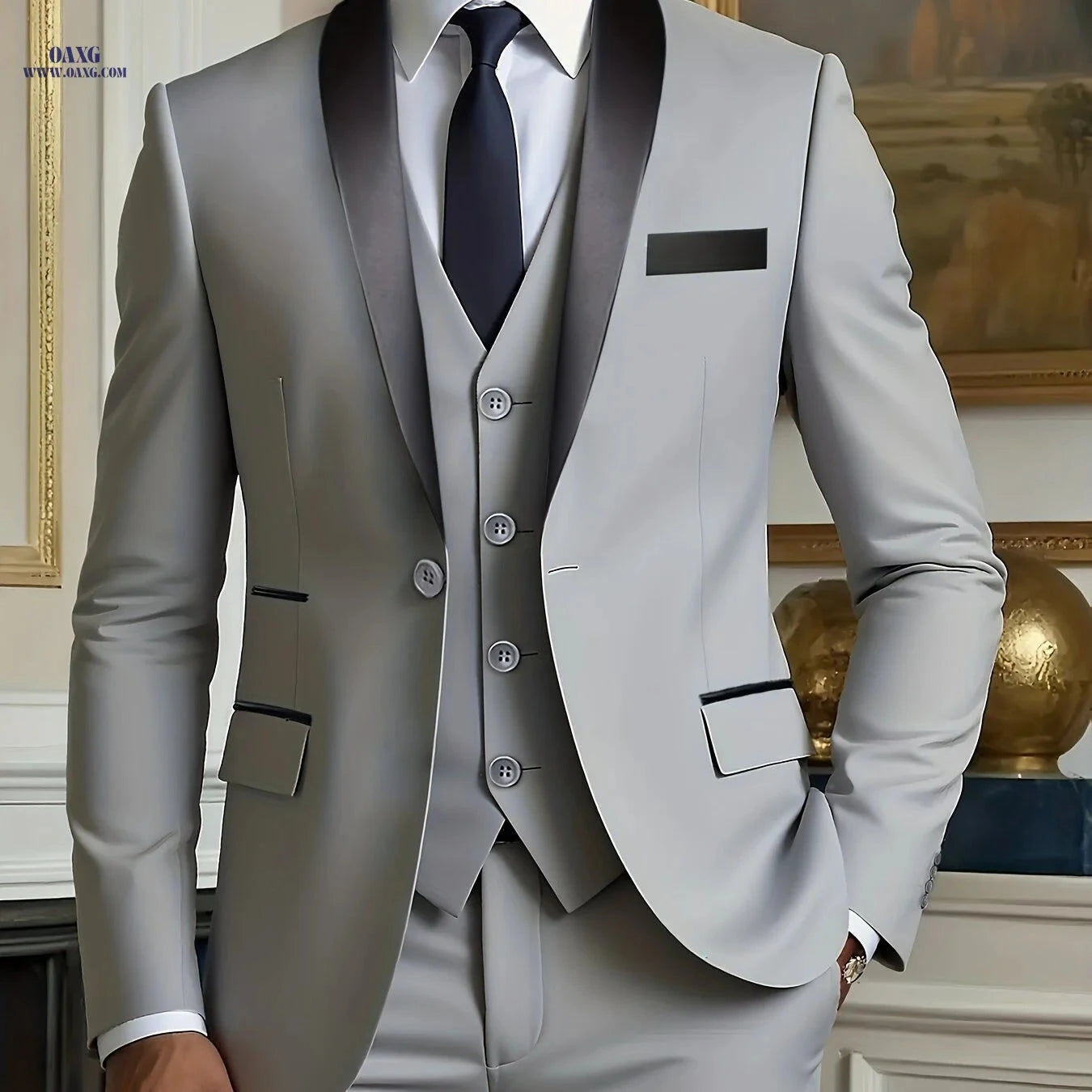 Premium Men’s Three-Piece Suit Set - Ideal for Weddings & Work   OAXG 