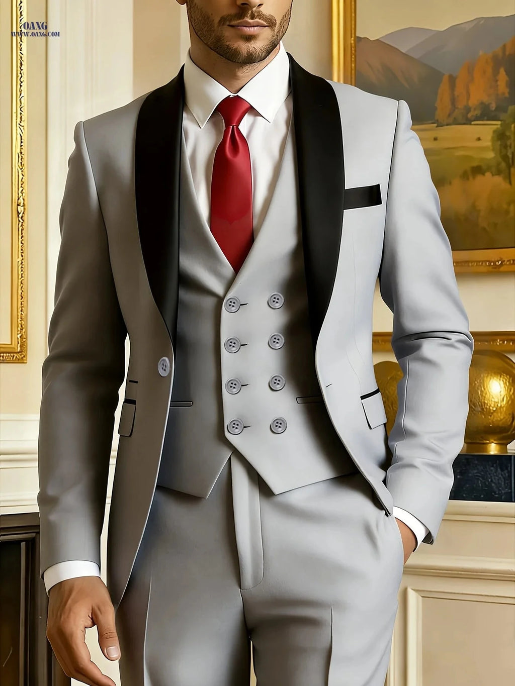 Premium Men’s Three-Piece Suit Set - Ideal for Weddings & Work   OAXG 