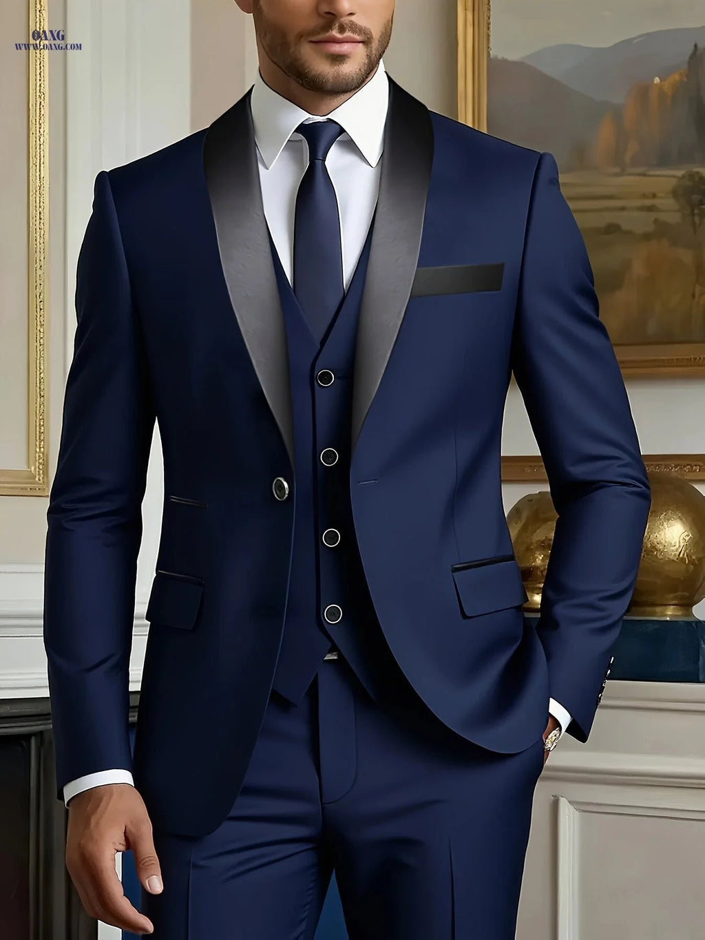 Premium Men’s Three-Piece Suit Set - Ideal for Weddings & Work   OAXG 