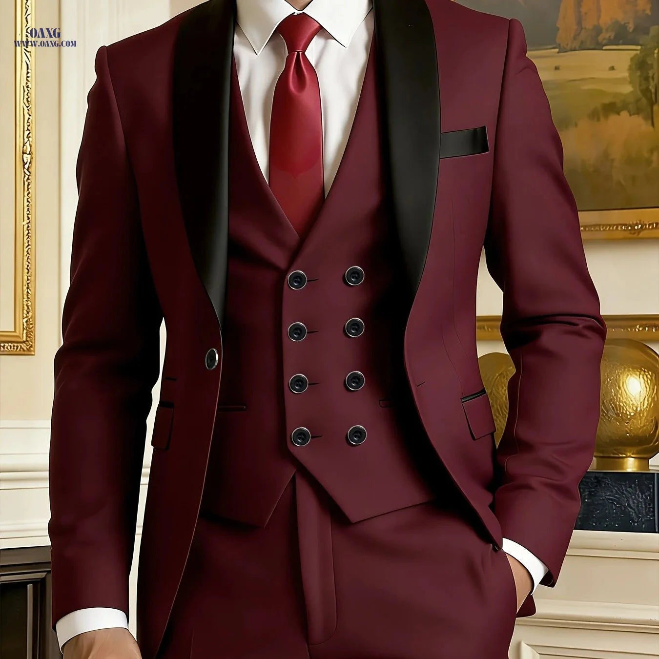 Premium Men’s Three-Piece Suit Set - Ideal for Weddings & Work   OAXG 