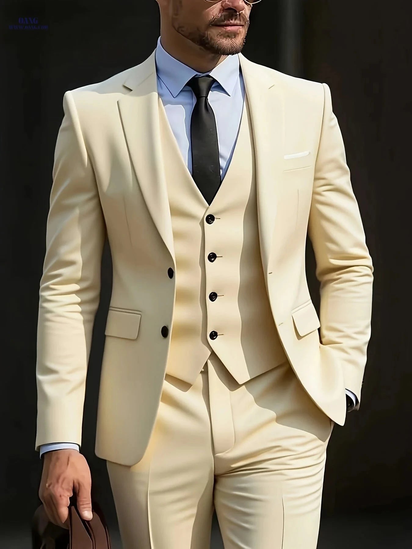 Premium Men’s Three-Piece Suit Set - Ideal for Weddings & Work   OAXG Beige / FR XXS