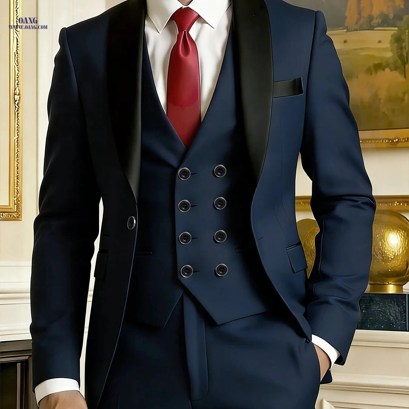Premium Men’s Three-Piece Suit Set - Ideal for Weddings & Work   OAXG 