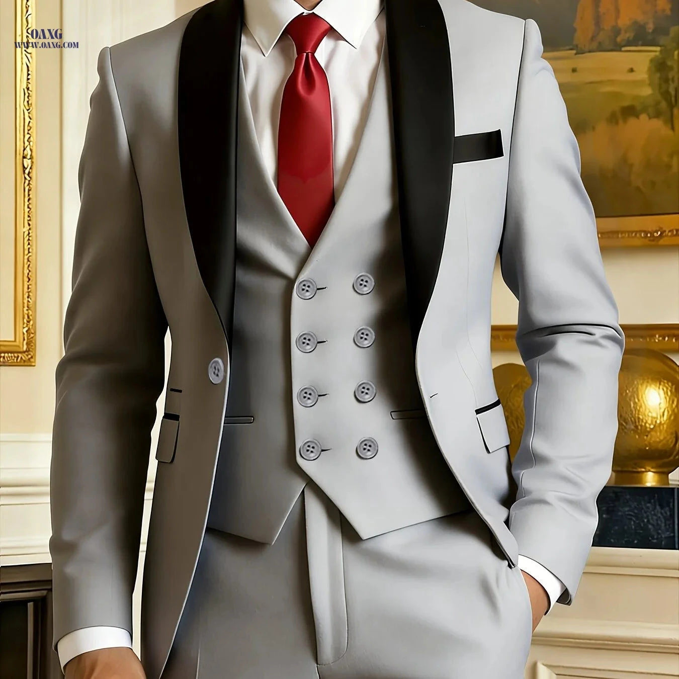 Premium Men’s Three-Piece Suit Set - Ideal for Weddings & Work   OAXG 