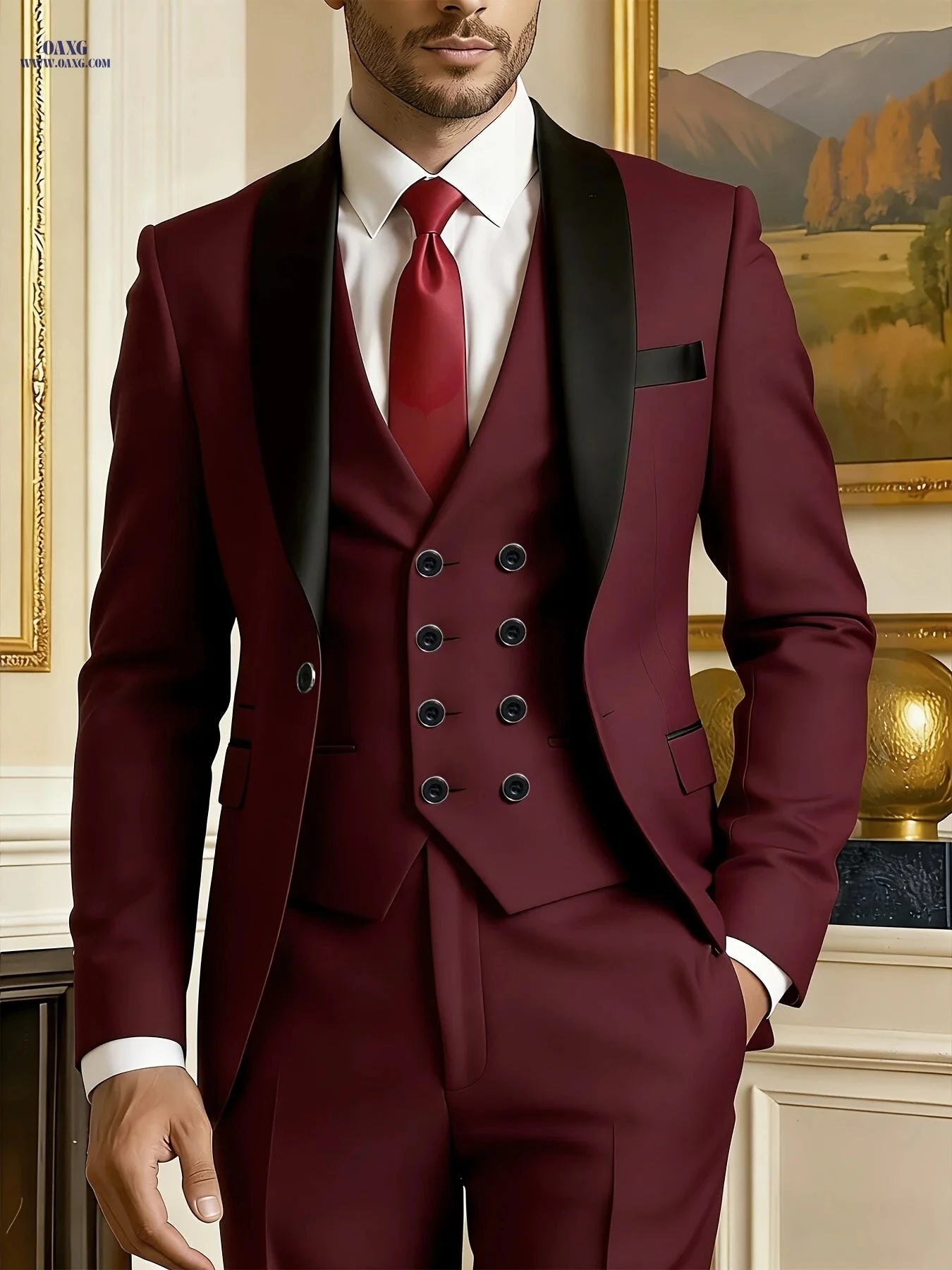 Premium Men’s Three-Piece Suit Set - Ideal for Weddings & Work   OAXG 