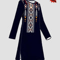Printed Design – Not Textured/Embroidery/Sequins. Women's Long Top Featuring Tribal Geometric Patterns, Bold Graphic Design, U-neckline, and a Fashionable Ethnic Aesthetic, Suitable for Daily Wear and Casual Occasions   OAXG Mixed colors / S