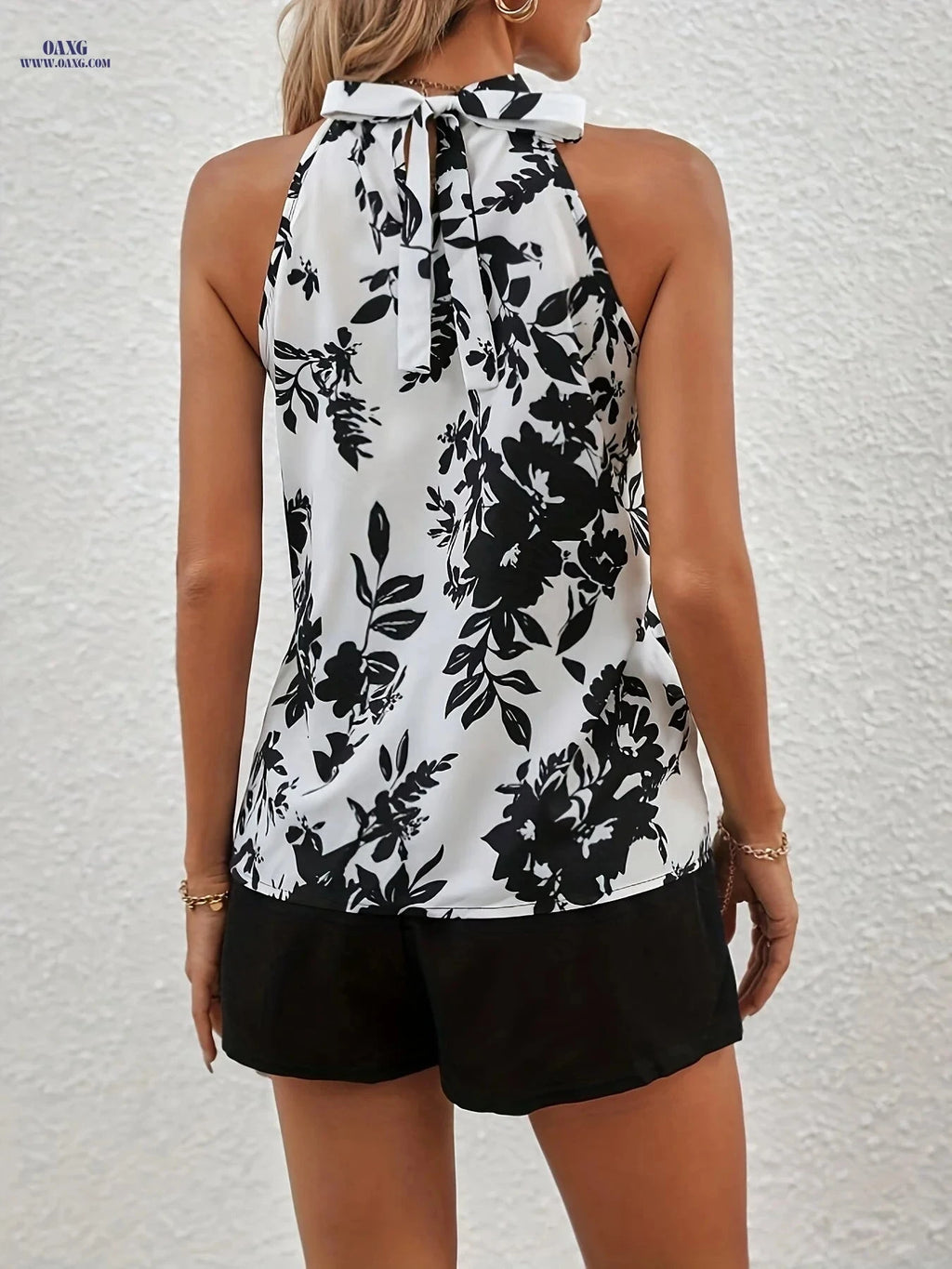 Project Oriented Women's Fashion Shorts Set - Floral Vacation Style   OAXG Black / S