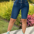 QBLB Women's High-Waist Denim Shorts - Ripped Detail, Casual Fit   OAXG 
