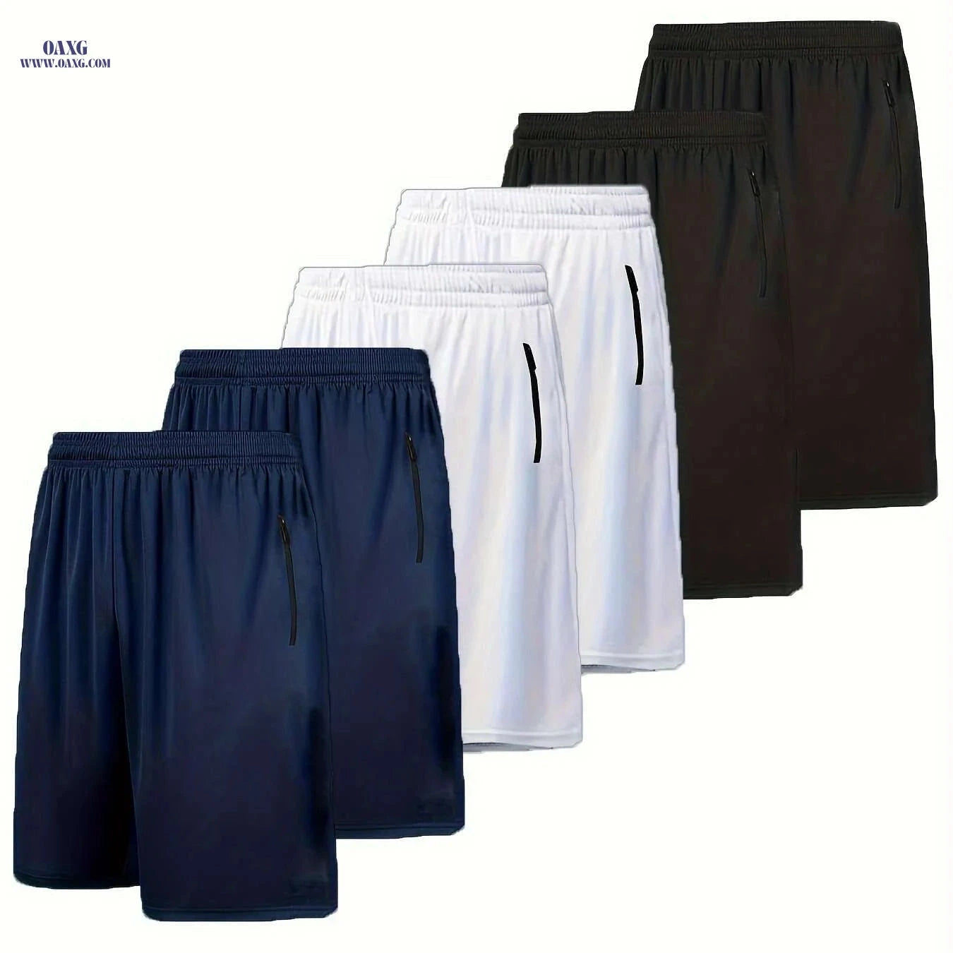 Quick Dry Athletic Shorts - Breathable Polyester with Zip Pockets   OAXG 