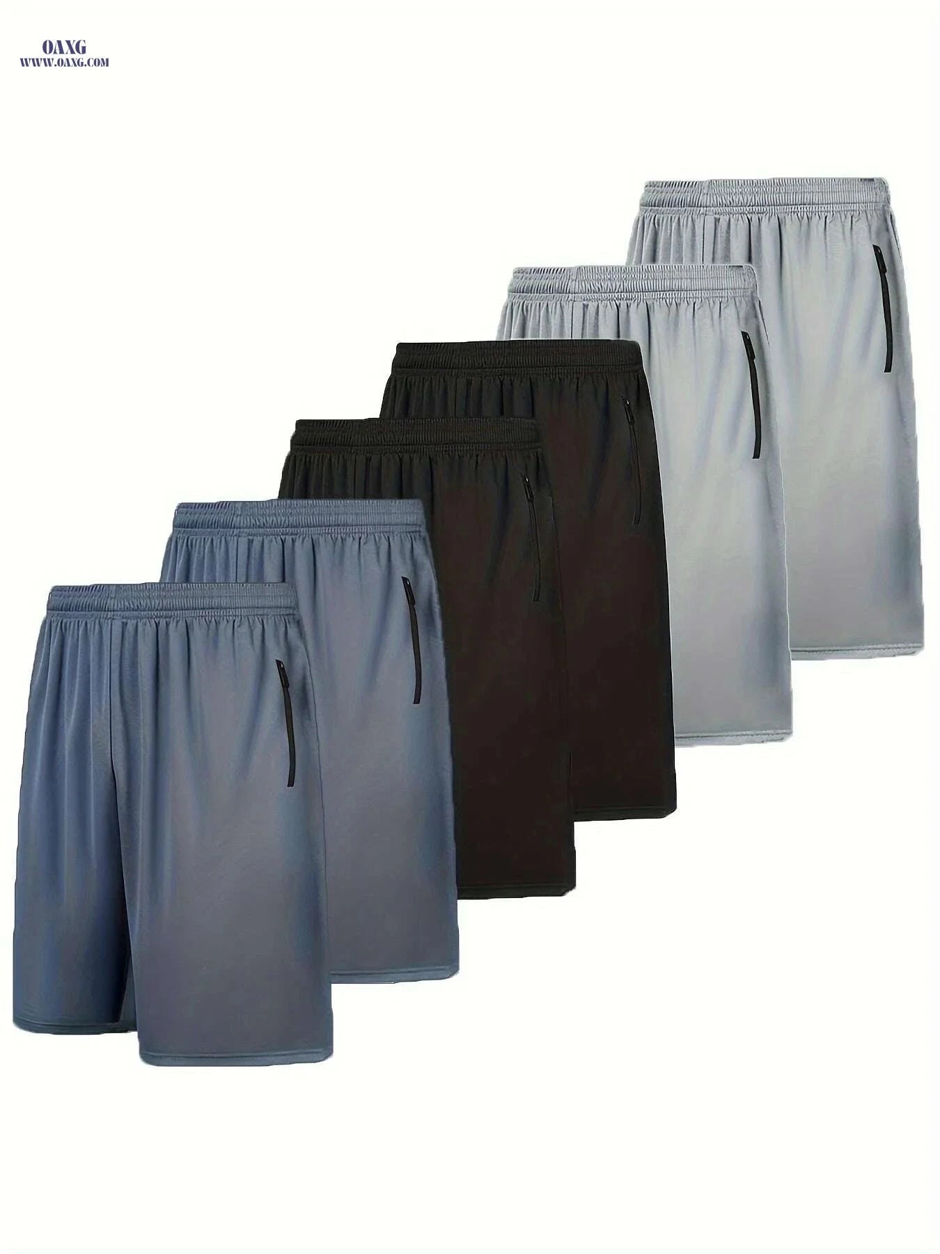 Quick Dry Athletic Shorts - Breathable Polyester with Zip Pockets   OAXG Grey / S