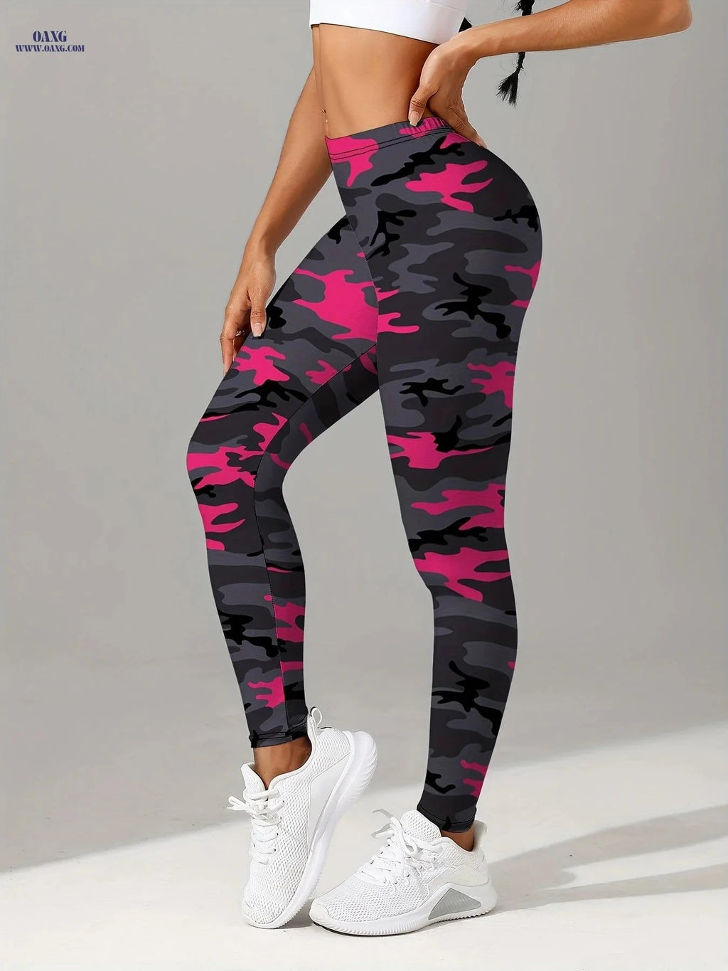Quick-Dry Camo Leggings - Tummy Control for Workouts & Streetwear   OAXG Blue Camouflage Print / S