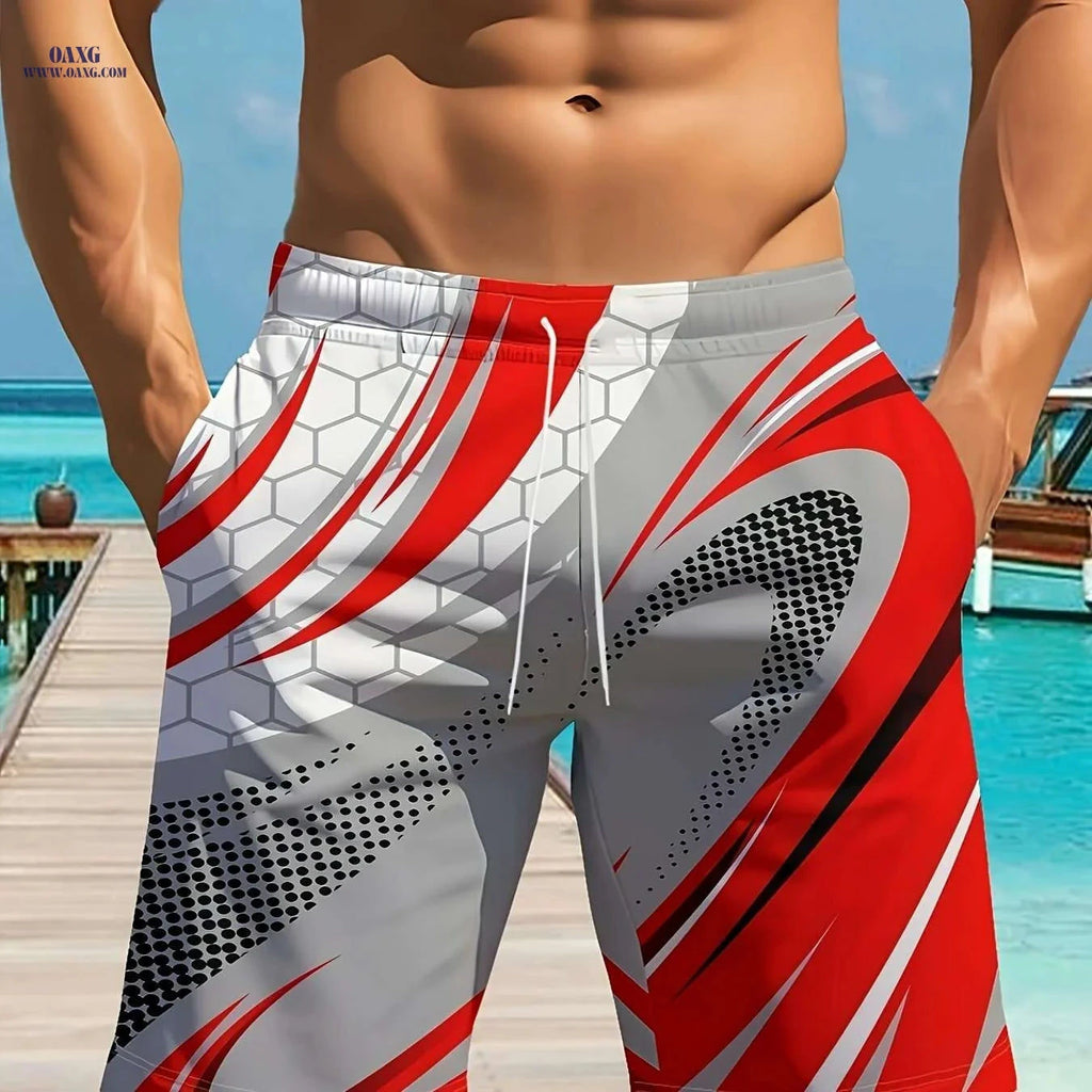 Quick-Dry Gym Beach Shorts for Men - Adjustable Waist, Lightweight Polyester   OAXG 