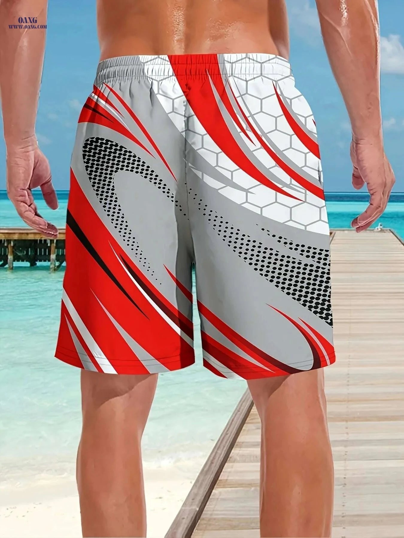 Quick-Dry Gym Beach Shorts for Men - Adjustable Waist, Lightweight Polyester   OAXG White / S