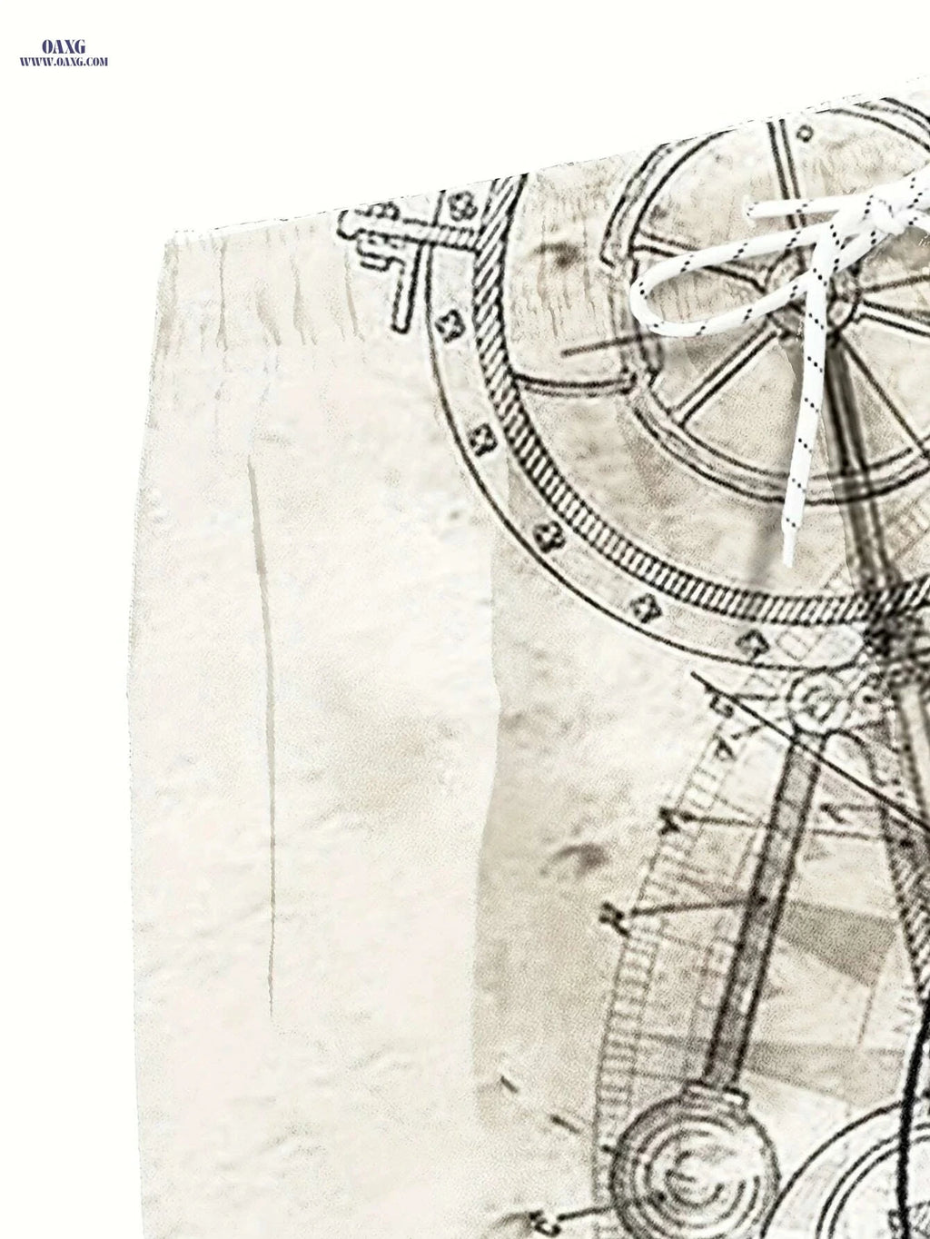 Quick-Dry Men's Swim Trunks - Nautical Compass Print, Woven Beachwear   OAXG Mixed Color / S