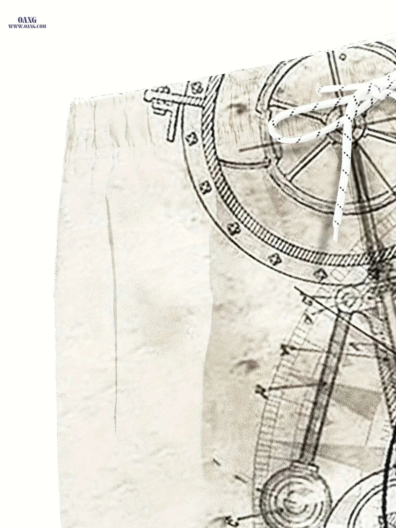 Quick-Dry Men's Swim Trunks - Nautical Compass Print, Woven Beachwear   OAXG Mixed Color / S