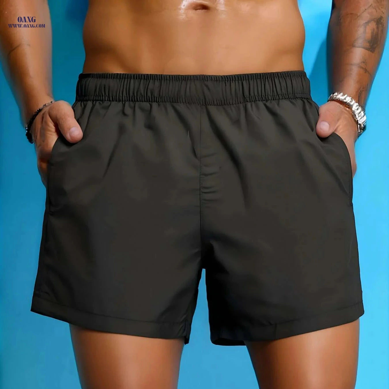 Quick Dry Swim Trunks for Men - Breathable 3 Inch Bathing Shorts   OAXG Black / S