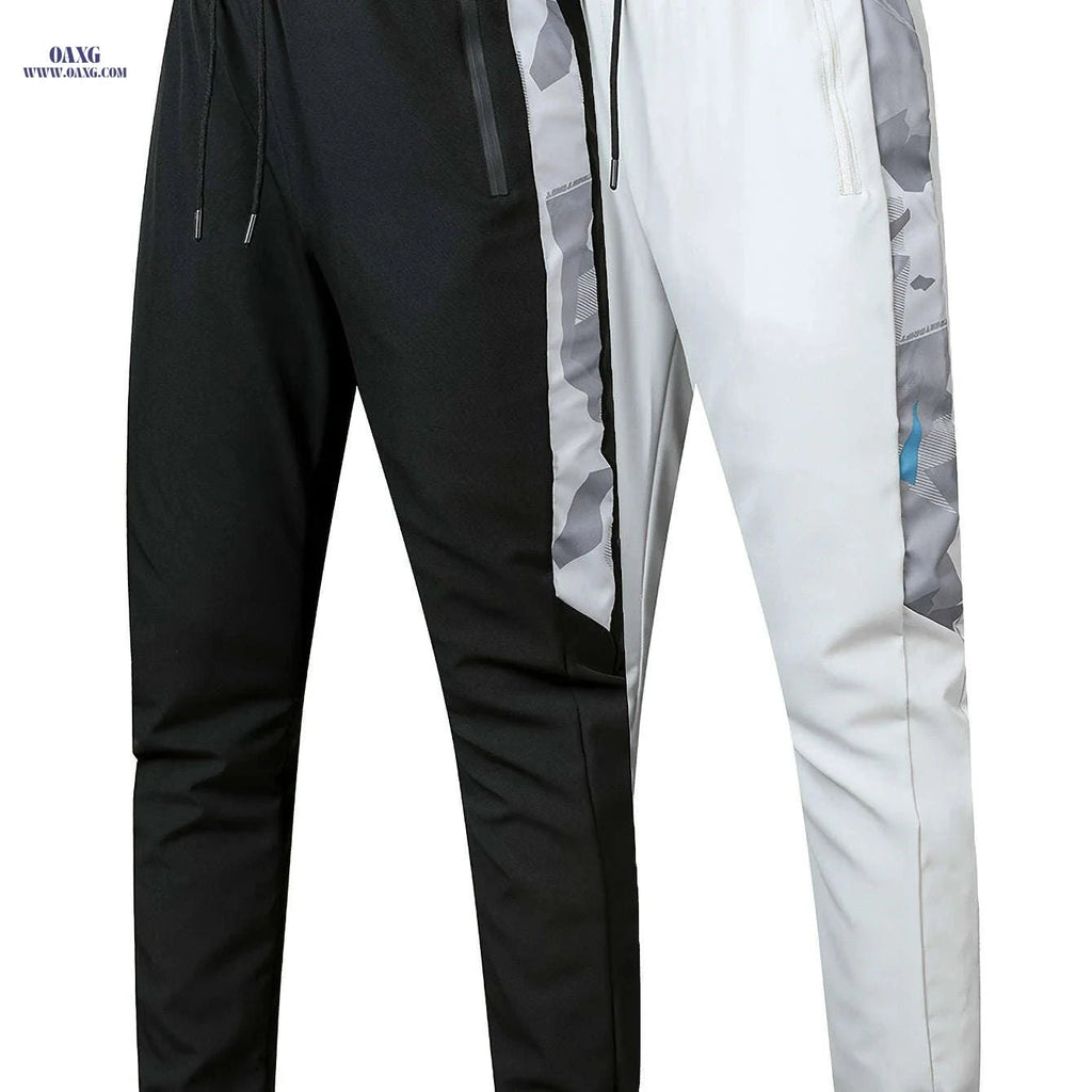 Random Print Men's Casual Sports Pants - 2pcs Set for Fall Wear   OAXG 