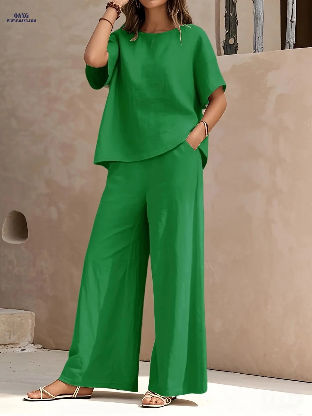 RANLEGE Women's Casual Suit - 100% Polyester, All-Season Wear   OAXG Green / S