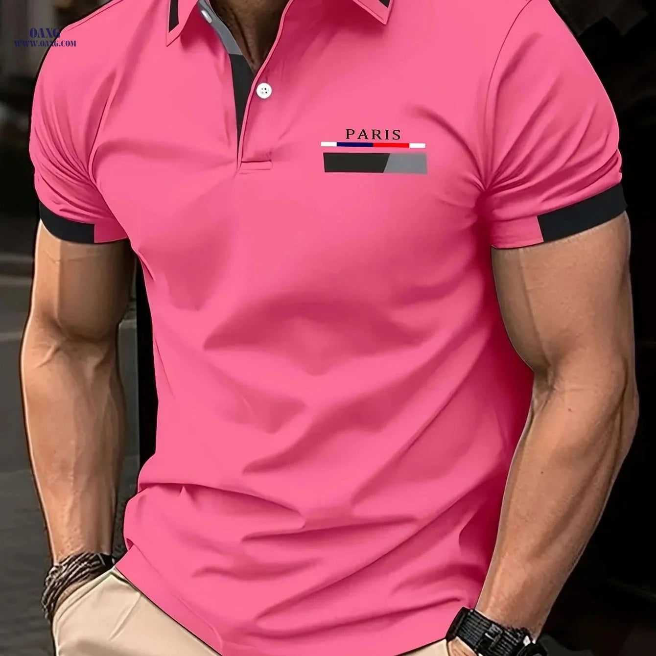 RED SPY Men's Summer Fashion Shirt - Casual Short Sleeve, Vibrant Pink   OAXG 
