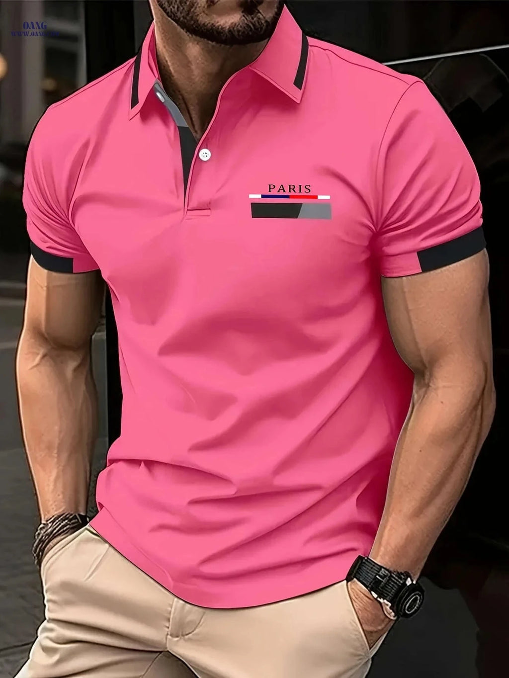 RED SPY Men's Summer Fashion Shirt - Casual Short Sleeve, Vibrant Pink   OAXG 