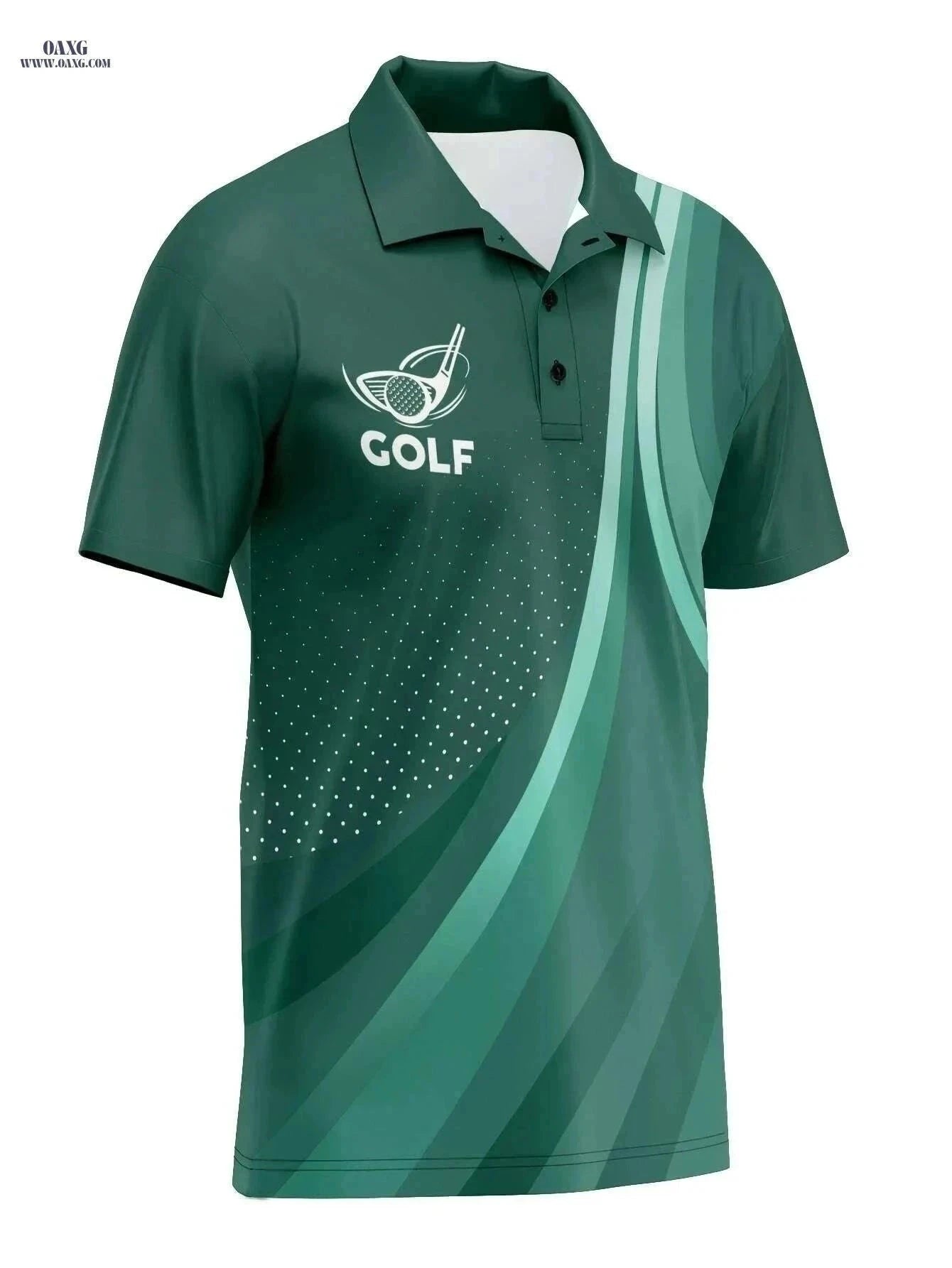 RED SPY Men's Summer Golf Polo - Casual Short Sleeve Geometric Print   OAXG Emerald Green / M
