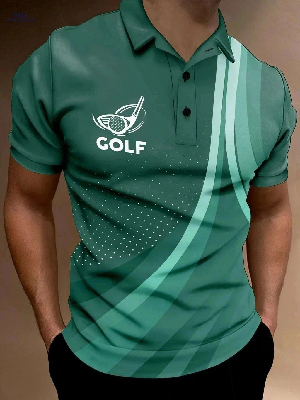 RED SPY Men's Summer Golf Polo - Casual Short Sleeve Geometric Print   OAXG Emerald Green / M
