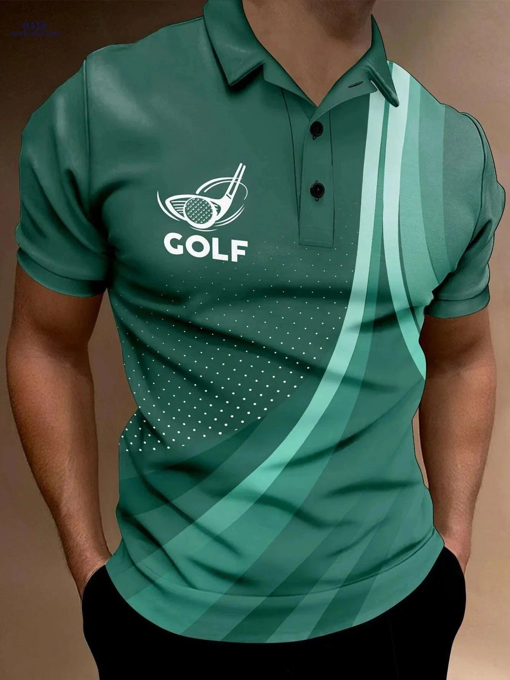 RED SPY Men's Summer Golf Polo - Casual Short Sleeve Geometric Print   OAXG Emerald Green / M